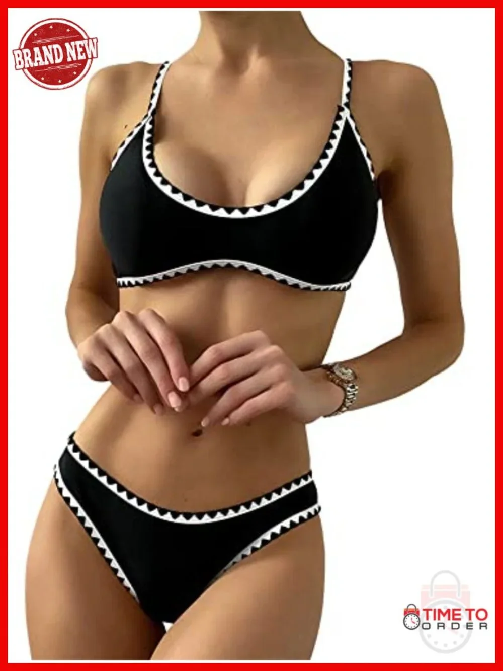 Tie Back Padded High Cut Bralette Bikini Set Two Piece Swimsuit